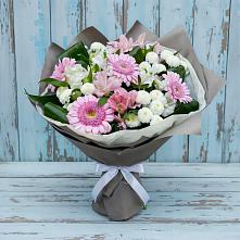 Букет цветов из:  Герберы, Альстромерии и Хризантемы #REPLACE_PRED# Дне