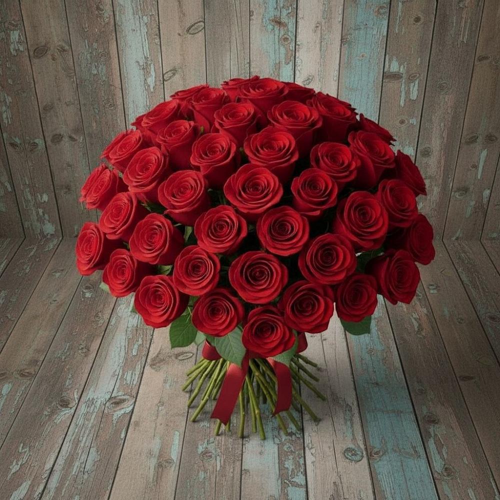 Букет 55 Красных роз Фридом в Дне
