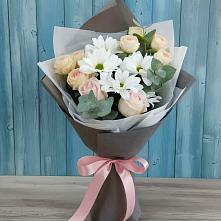 Букет цветов из:  Хризантемы и Розы #REPLACE_PRED# Дне