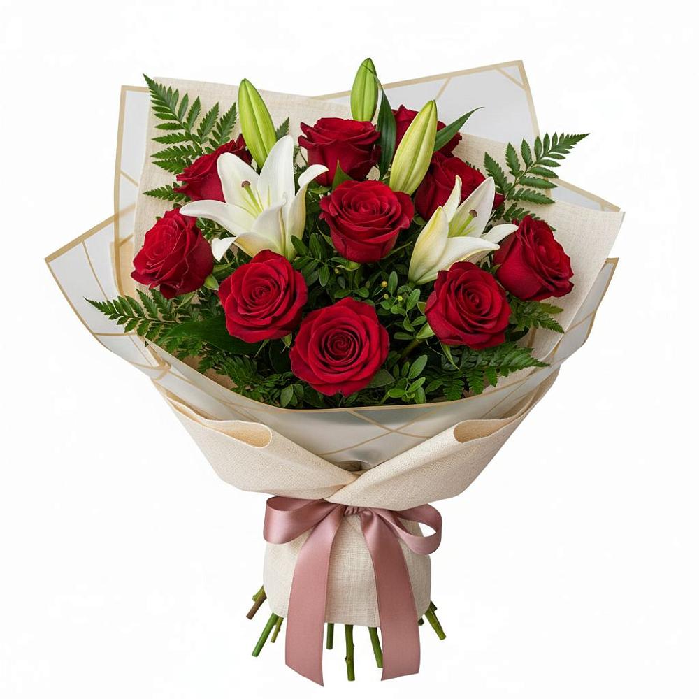 Букет цветов из: Лилии и Розы в Дне