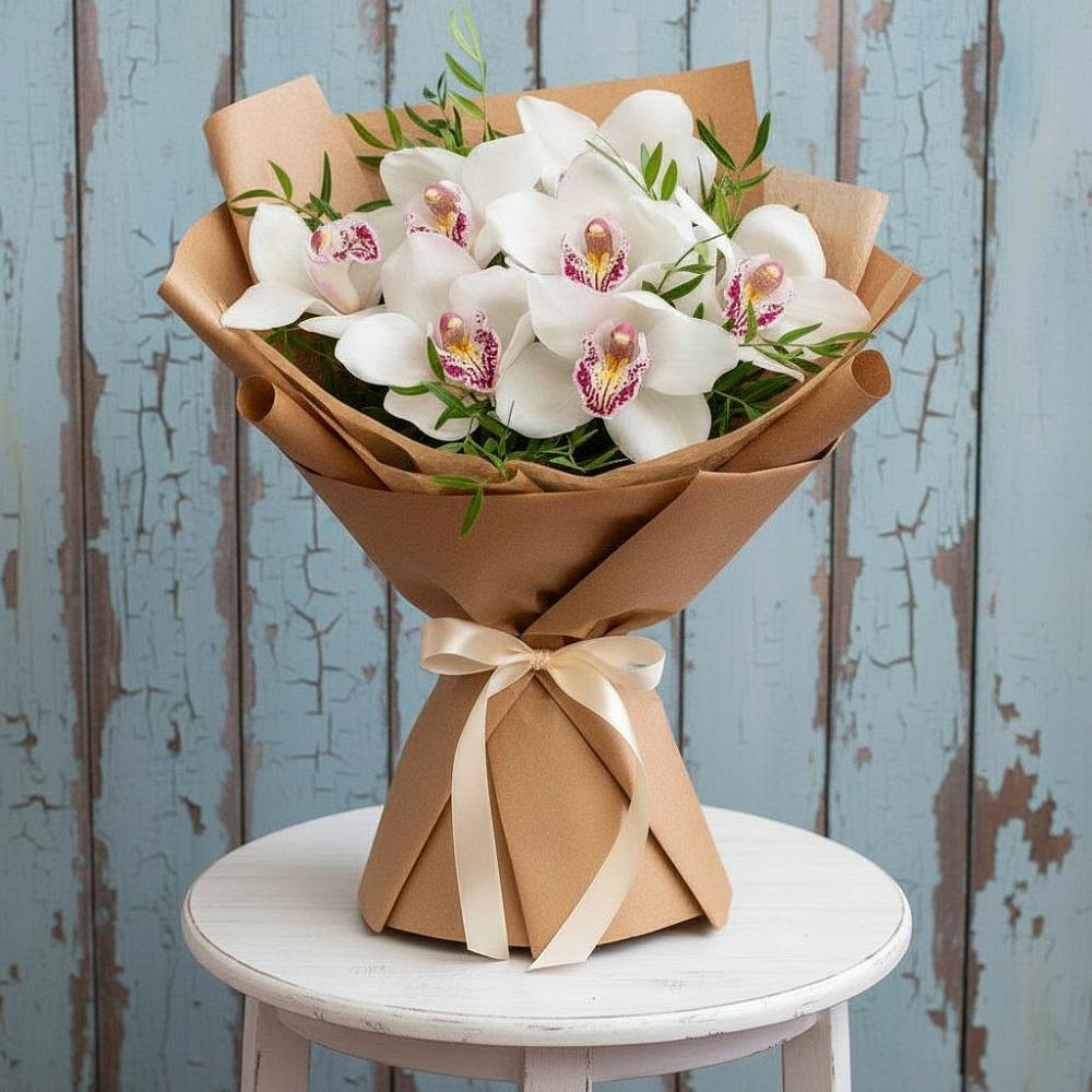 Букет цветов из: Орхидеи и Розы в Дне
