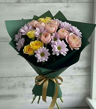 Букет цветов из:  Хризантемы и Розы #REPLACE_PRED# Дне