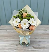 Букет цветов из:  Герберы, Розы и Хризантемы в Дне