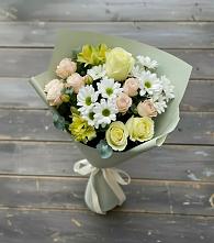 Букет цветов из:  Альстромерии, Розы и Хризантемы в Дне